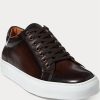 Mörkbruna Ralph Lauren Severn Sneakers i brunfärgat kalvskinn för män Mörkbruna Ralph Lauren Severn Sneakers i brunfärgat kalvskinn för män