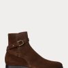 Mörkbruna Ralph Lauren Welington stövlar i kalvmocka för män Mörkbruna Ralph Lauren Welington stövlar i kalvmocka för män