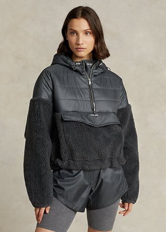 Mörkgrå dam Ralph Lauren High-Pile & Ripstop Hybrid Pulloverjackor
