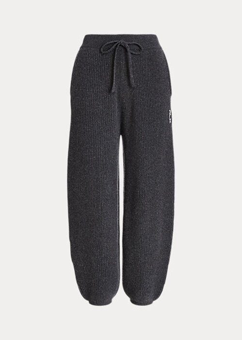 Mörkgrå Ralph Lauren Cashmere Pull-On byxor för kvinnor Mörkgrå Ralph Lauren Cashmere Pull-On byxor för kvinnor