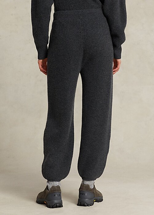 Mörkgrå Ralph Lauren Cashmere Pull-On byxor för kvinnor Mörkgrå Ralph Lauren Cashmere Pull-On byxor för kvinnor