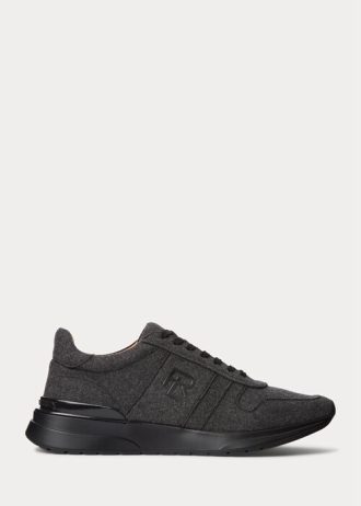 Mörkgrå Ralph Lauren Ethan Wool Flanell Sneakers för män