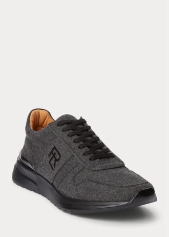 Mörkgrå Ralph Lauren Ethan Wool Flanell Sneakers för män