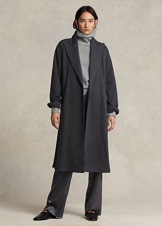 Mörkgrå Ralph Lauren flanellomslagsrockar för kvinnor
