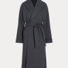 Mörkgrå Ralph Lauren flanellomslagsrockar för kvinnor Mörkgrå Ralph Lauren flanellomslagsrockar för kvinnor