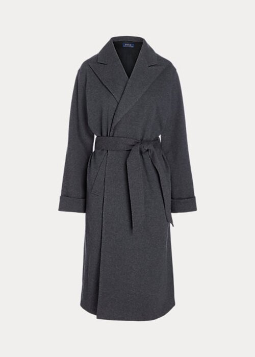 Mörkgrå Ralph Lauren flanellomslagsrockar för kvinnor Mörkgrå Ralph Lauren flanellomslagsrockar för kvinnor