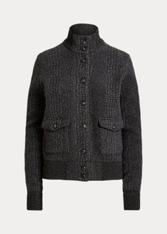 Mörkgrå Ralph Lauren Glen Rutiga kashmirjackor för kvinnor