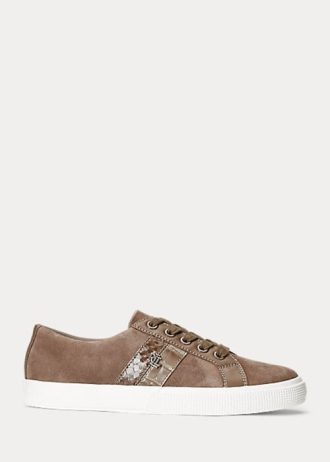 Mörkgrå Ralph Lauren Janson II Sneakers i mocka i läder