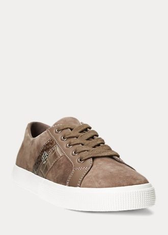 Mörkgrå Ralph Lauren Janson II Sneakers i mocka i läder
