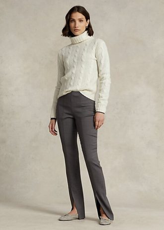 Mörkgrå Ralph Lauren Stretch-Wool Blend Twill Leggings för kvinnor