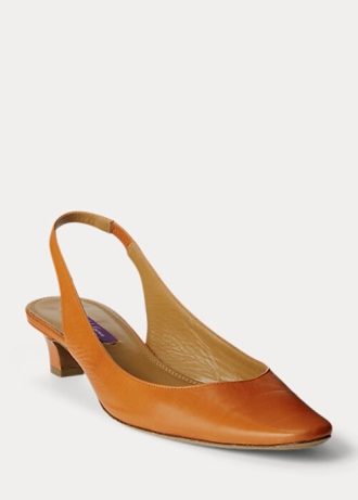 Mörkgul dam Ralph Lauren Kels Slingback-klackar i läder Mörkgul dam Ralph Lauren Kels Slingback-klackar i läder