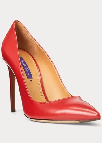 Mörkröd Ralph Lauren Celia kalvskinnsklack för kvinnor Mörkröd Ralph Lauren Celia kalvskinnsklack för kvinnor
