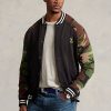 Multicolor herr Ralph Lauren Camo-sleeve baseballjackor i fleece Multicolor herr Ralph Lauren Camo-sleeve baseballjackor i fleece