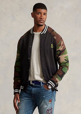 Multicolor herr Ralph Lauren Camo-sleeve baseballjackor i fleece
