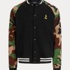 Multicolor herr Ralph Lauren Camo-sleeve baseballjackor i fleece Multicolor herr Ralph Lauren Camo-sleeve baseballjackor i fleece