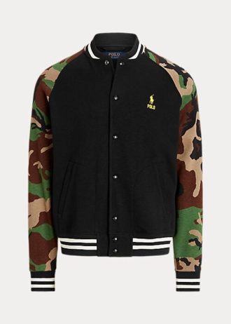 Multicolor herr Ralph Lauren Camo-sleeve baseballjackor i fleece