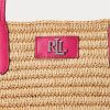 Natur/Sport Rosa Ralph Lauren läderklädda halmstrå för kvinnor, stora brie-påsar Natur/Sport Rosa Ralph Lauren läderklädda halmstrå för kvinnor, stora brie-påsar