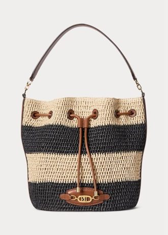 Natur/Svart/Lauren Tan Dam Ralph Lauren Straw Stor Andie Handväska