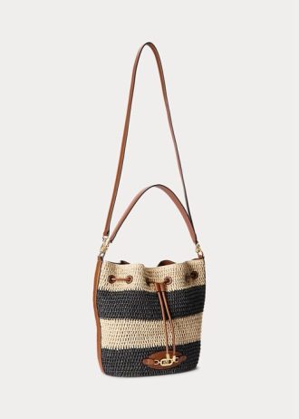 Natur/Svart/Lauren Tan Dam Ralph Lauren Straw Stor Andie Handväska