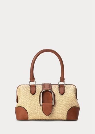 Naturlig Ralph Lauren Raffia Welington minihandväska för kvinnor