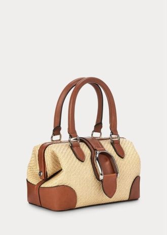 Naturlig Ralph Lauren Raffia Welington minihandväska för kvinnor