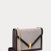 Naturlig/tobak dam Ralph Lauren Polo ID Canvas Kuvert Kedja Crossbody-väskor
