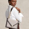 Naturlig/tobak dam Ralph Lauren Polo ID Canvas Kuvert Kedja Crossbody-väskor