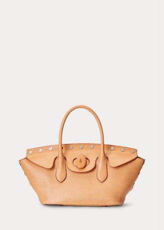 Naturliga Ralph Lauren Dubbade Vachetta Medium Bellport Satchelväskor för kvinnor