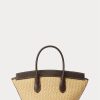 Naturligt Ralph Lauren-läder för kvinnor & Halm Medium Bellport Satchel Bags