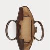 Naturligt Ralph Lauren-läder för kvinnor & Halm Medium Bellport Satchel Bags