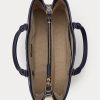 Nautiskt reptryck dam Ralph Lauren Crosshatch Läder Stora Hanna Satchel-väskor Nautiskt reptryck dam Ralph Lauren Crosshatch Läder Stora Hanna Satchel-väskor