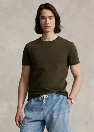 Olive mäns Ralph Lauren Custom Slim Fit Crewneck T-shirts