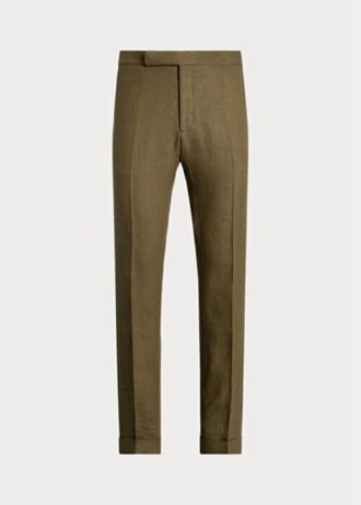 Olive mäns Ralph Lauren Gregory Linen Kostymbyxor