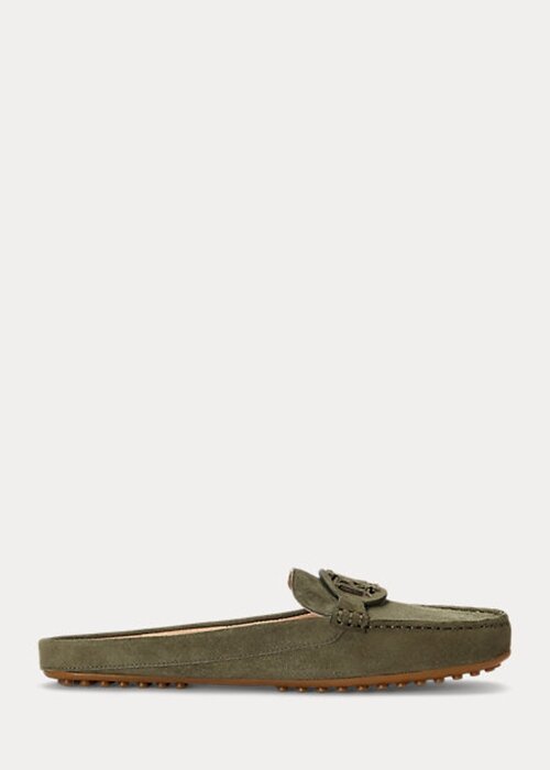 Olive Ralph Lauren Brynn Mocka Driver Flat Shoes för kvinnor Olive Ralph Lauren Brynn Mocka Driver Flat Shoes för kvinnor