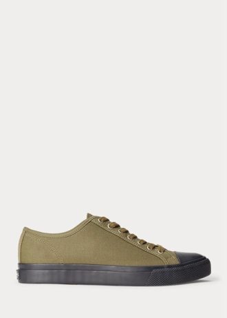 Olive Ralph Lauren Canvas Sneakers för män