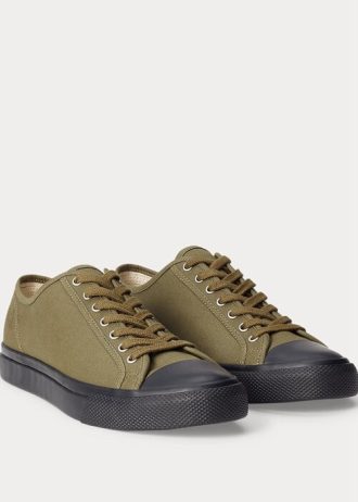 Olive Ralph Lauren Canvas Sneakers för män