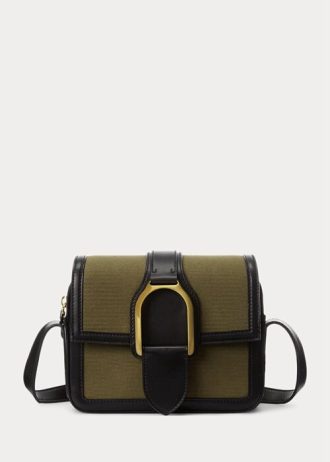 Olive Ralph Lauren Canvas Welington Crossbody-väskor för kvinnor Olive Ralph Lauren Canvas Welington Crossbody-väskor för kvinnor