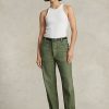Olive Ralph Lauren Cotton Sateen Utility-byxor för kvinnor Olive Ralph Lauren Cotton Sateen Utility-byxor för kvinnor