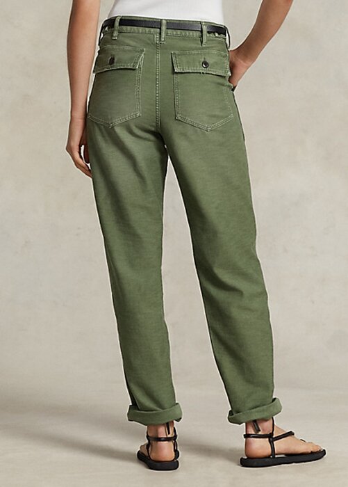Olive Ralph Lauren Cotton Sateen Utility-byxor för kvinnor Olive Ralph Lauren Cotton Sateen Utility-byxor för kvinnor