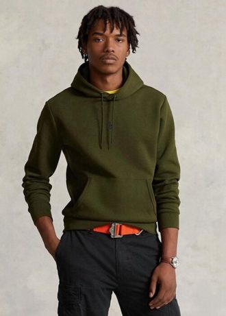 Olive Ralph Lauren dubbelstickad luvtröja för män