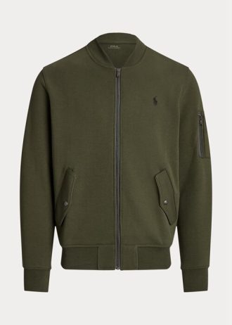 Olive Ralph Lauren dubbelstickade bomberjackor för män