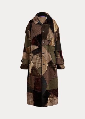 Olive Ralph Lauren Harmon Patchwork Shearling Coats för kvinnor