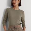 Olive Ralph Lauren Långärmad bomullsblandning för kvinnor Olive Ralph Lauren Långärmad bomullsblandning för kvinnor