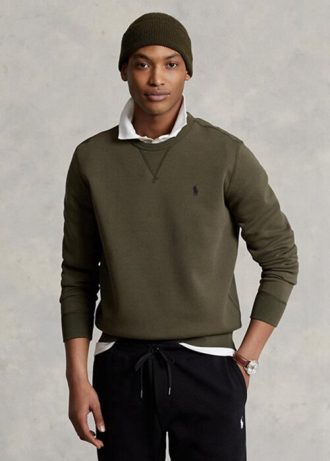 Olive Ralph Lauren Marled dubbelstickad tröja för män