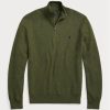 Olive Ralph Lauren Meshstickad bomullströja med kvarts dragkedja för män Olive Ralph Lauren Meshstickad bomullströja med kvarts dragkedja för män