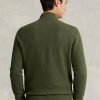 Olive Ralph Lauren Meshstickad bomullströja med kvarts dragkedja för män Olive Ralph Lauren Meshstickad bomullströja med kvarts dragkedja för män