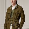 Olive Ralph Lauren mockajackor med bälte för män Olive Ralph Lauren mockajackor med bälte för män