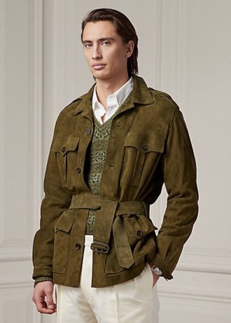 Olive Ralph Lauren mockajackor med bälte för män