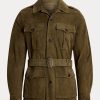 Olive Ralph Lauren mockajackor med bälte för män Olive Ralph Lauren mockajackor med bälte för män
