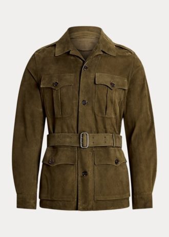 Olive Ralph Lauren mockajackor med bälte för män